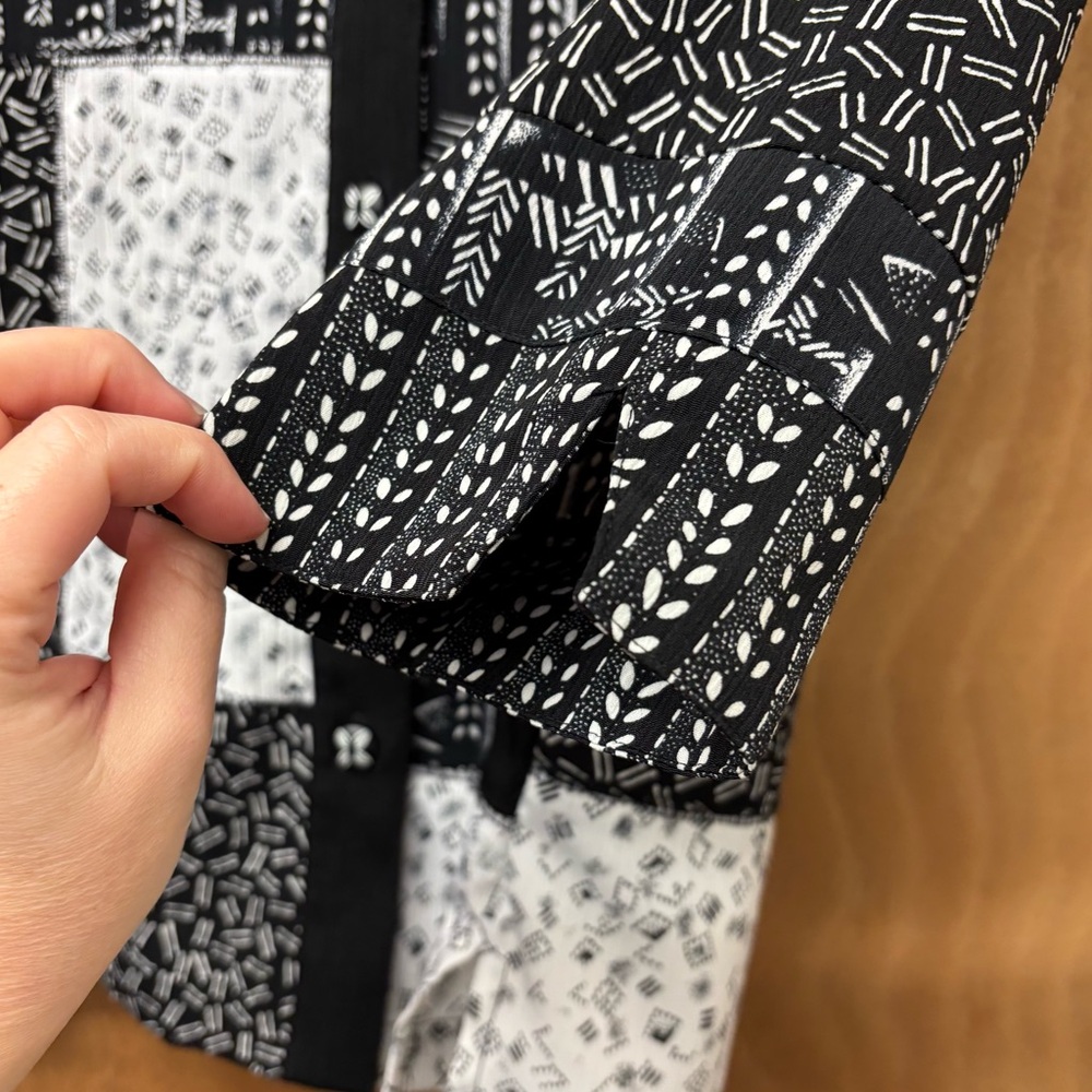 B&W funky patchwork button down, 10P - Picture 8 of 12